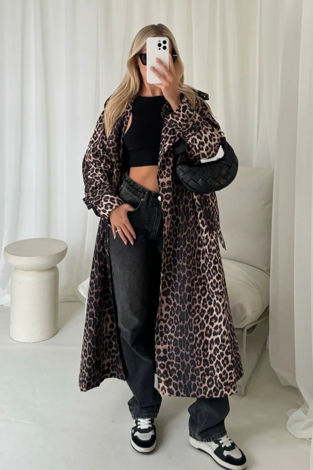 Cecilia leopard trench coat