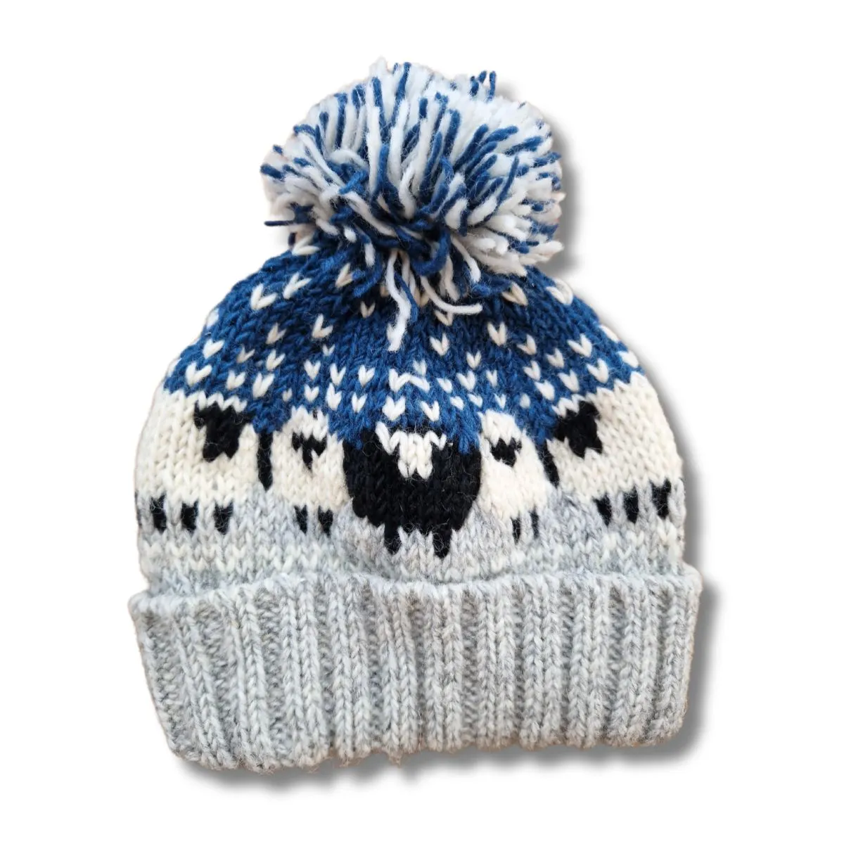 chunky knitted sheep bobble hat