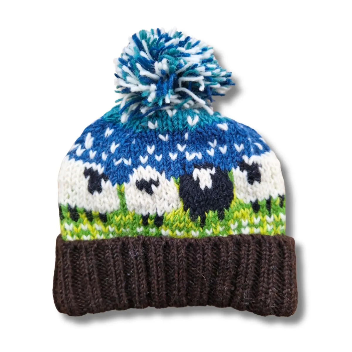 chunky knitted sheep bobble hat