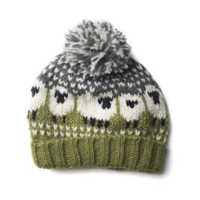 chunky knitted sheep bobble hat