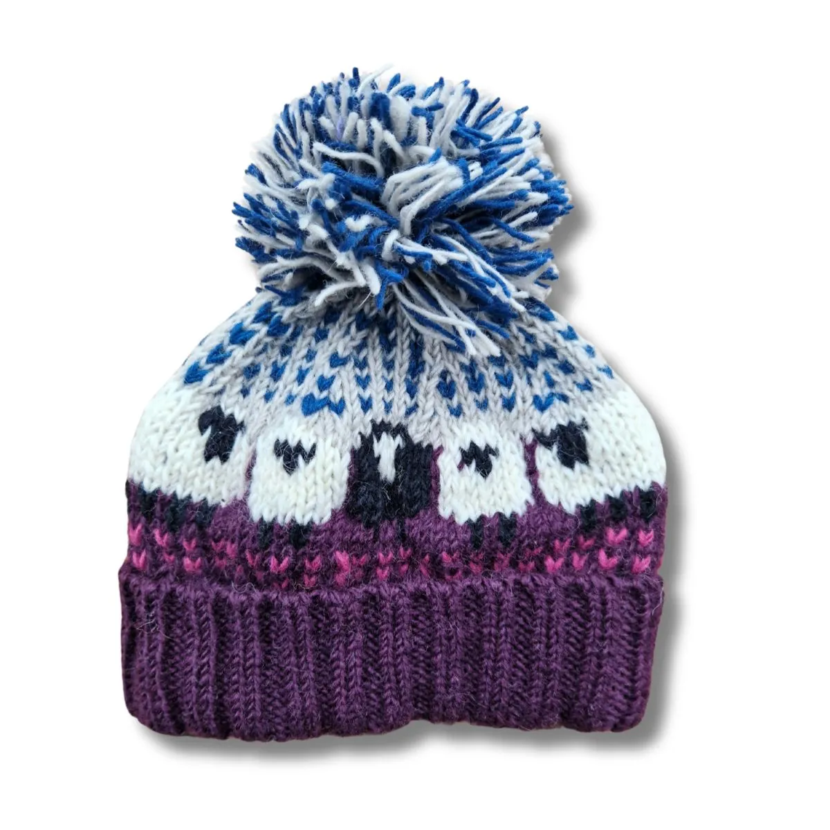 chunky knitted sheep bobble hat