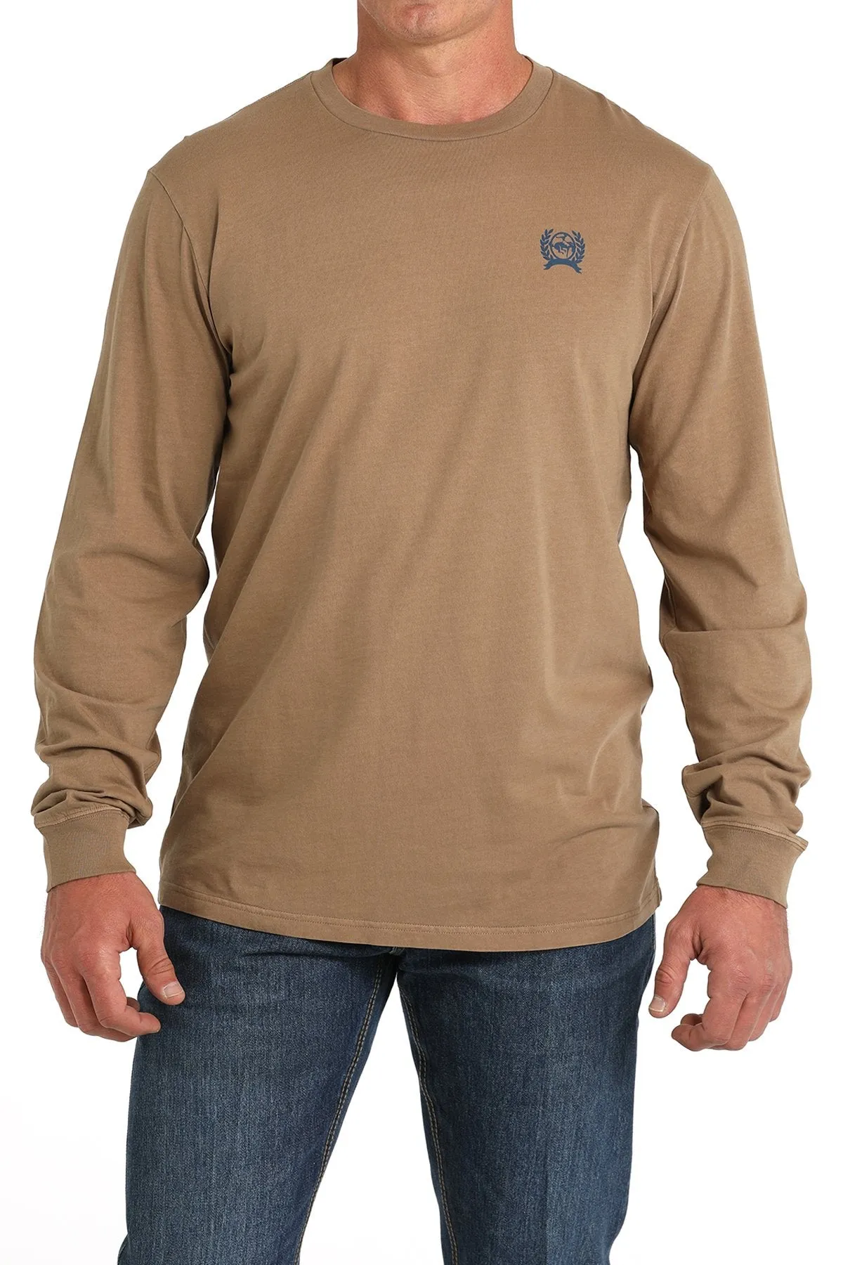 Cinch Men's "Ranching Ain't Easy" Long Sleeve T-Shirt in Khaki