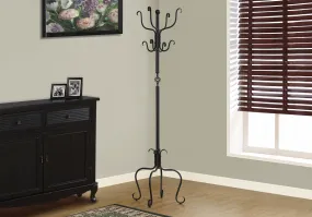 Coat Rack - 74"H / Traditional Hammered Black Metal