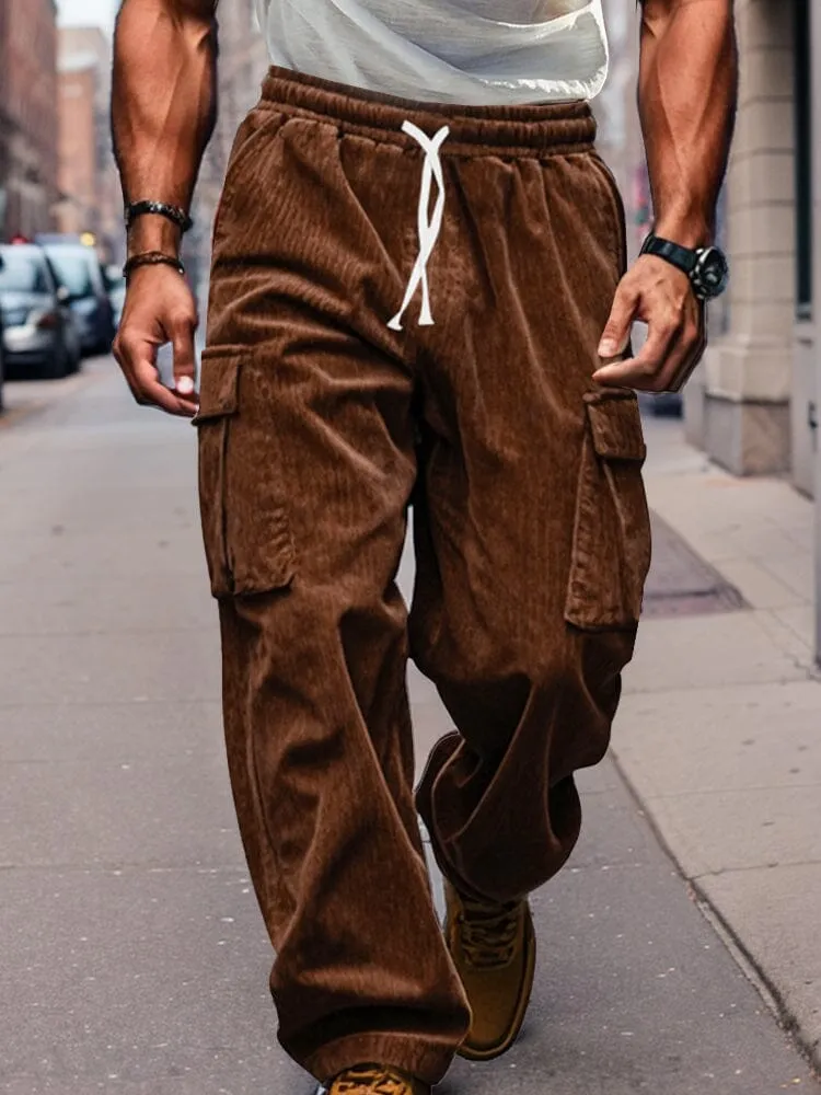 Corduroy Straight Leg Cargo Pants (Live Only)