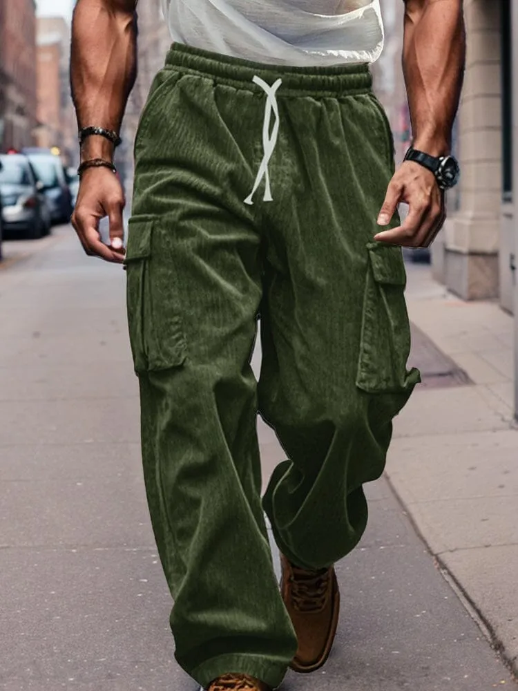 Corduroy Straight Leg Cargo Pants (Live Only)