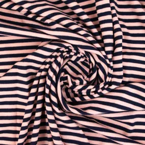 Cotton Jersey - Pink & Navy Stripe