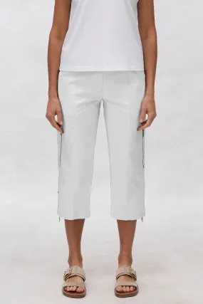 Cropped Zip Cargo in White