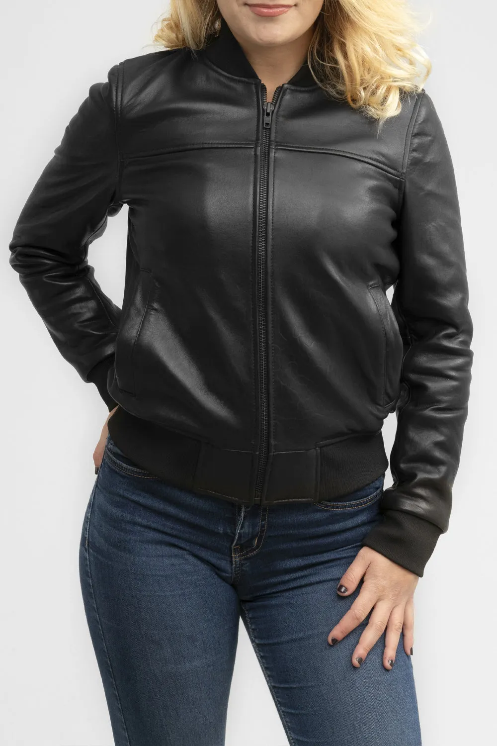 Dani Womens Fashion Leather Bomber Jacket