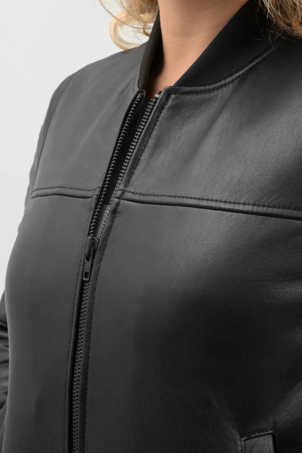 Dani Womens Fashion Leather Bomber Jacket