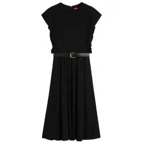 Deruta Tailored Pleated Jersey Black Dress