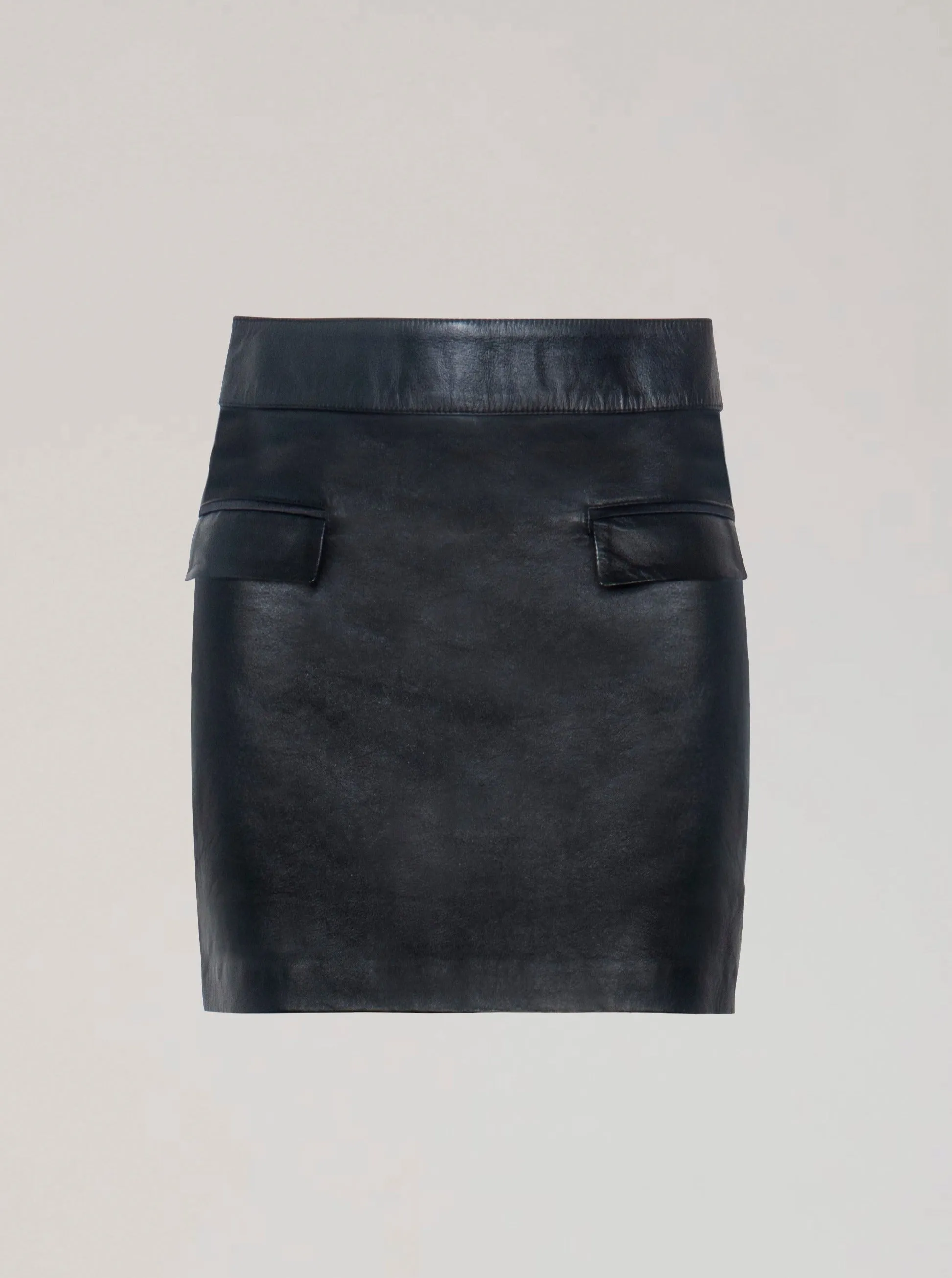 DION LEATHER MINI SKIRT - BLACK