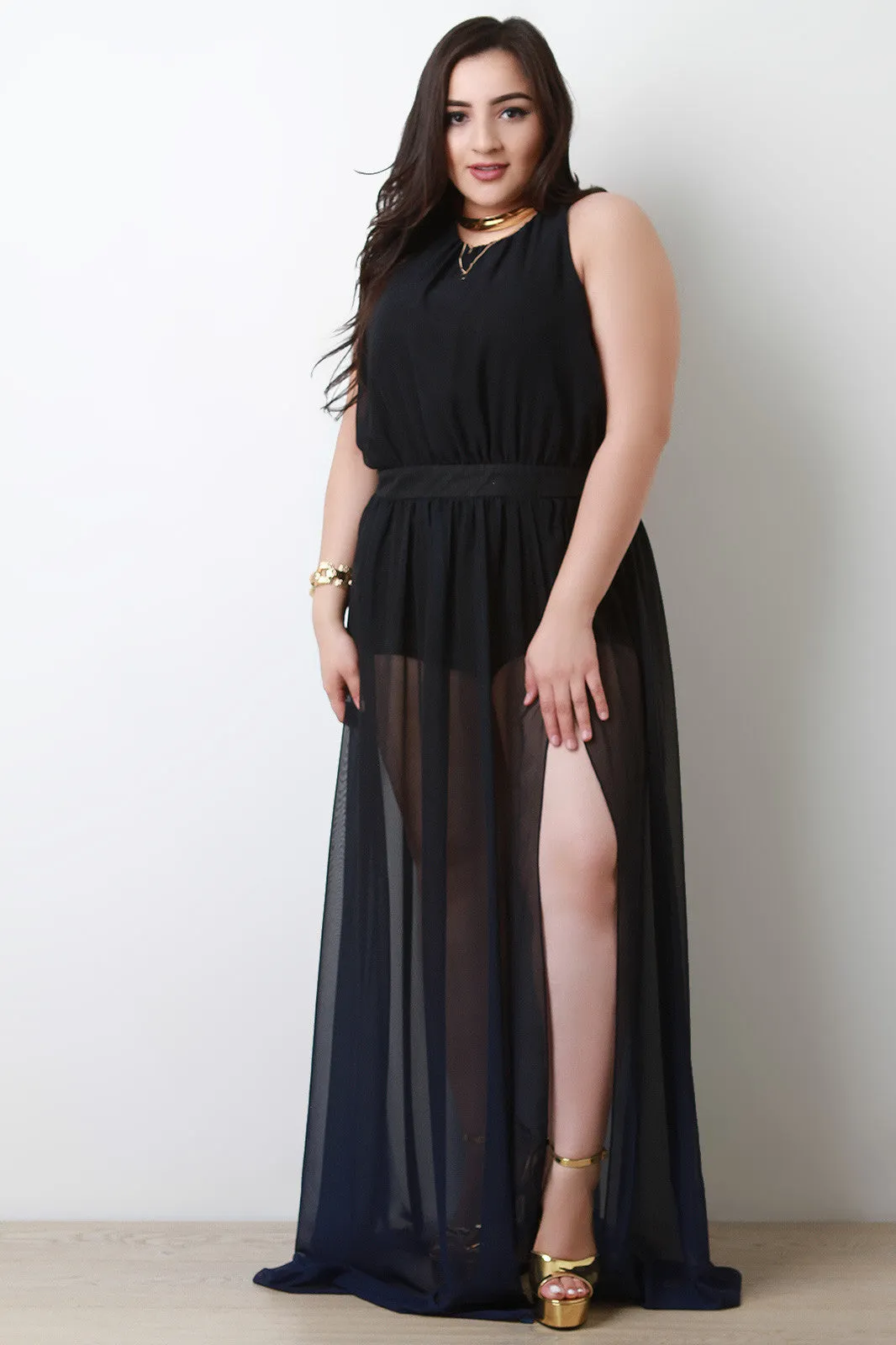 Dip Dye Chiffon Maxi Dress