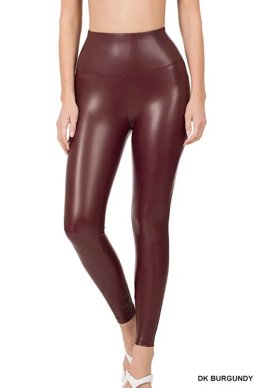 Dorothy High waist leather pant, Burgundy