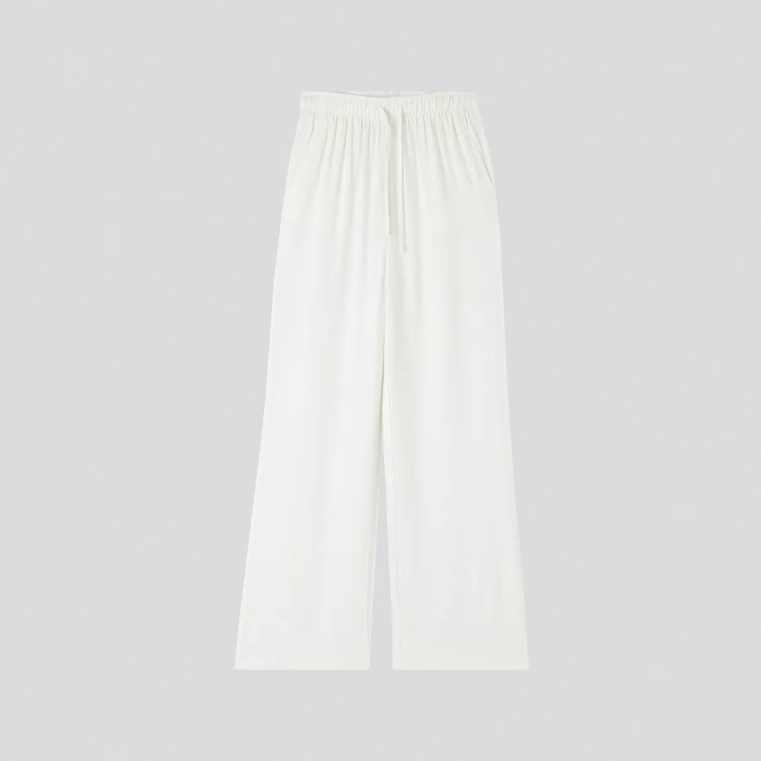 Drawstring Waist Wide Leg Trousers