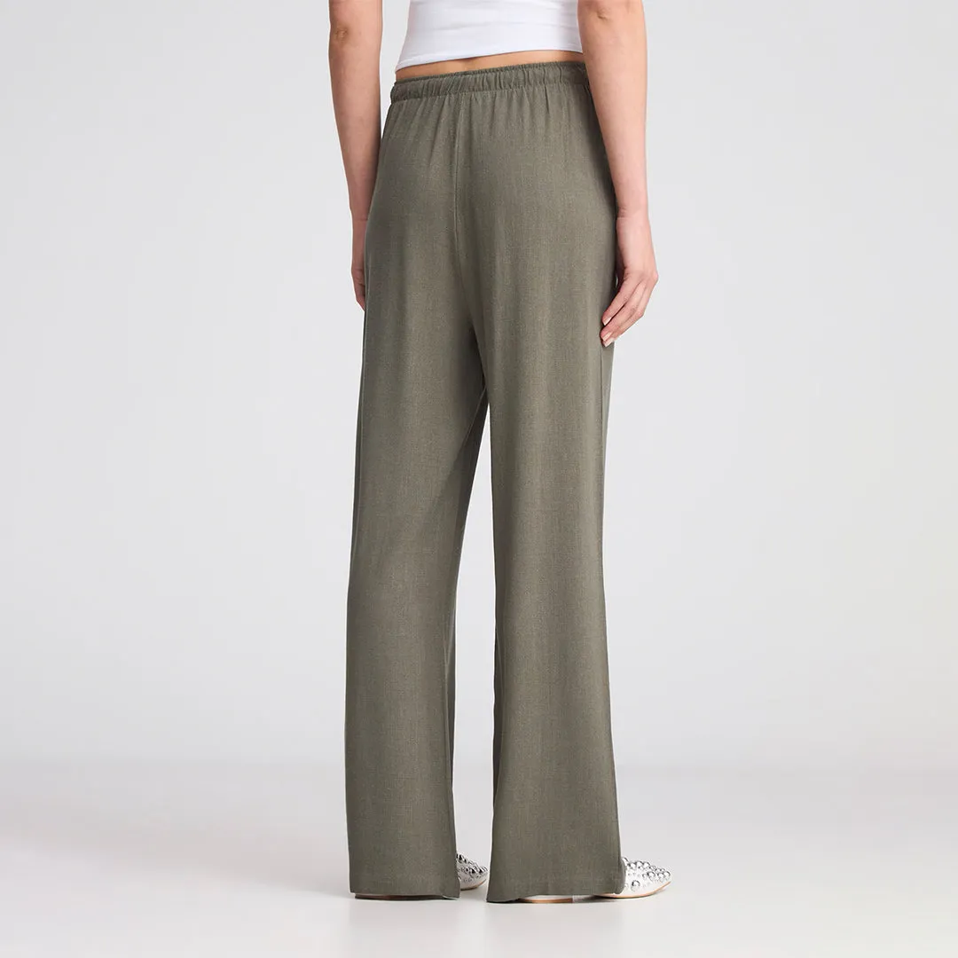 Drawstring Waist Wide Leg Trousers