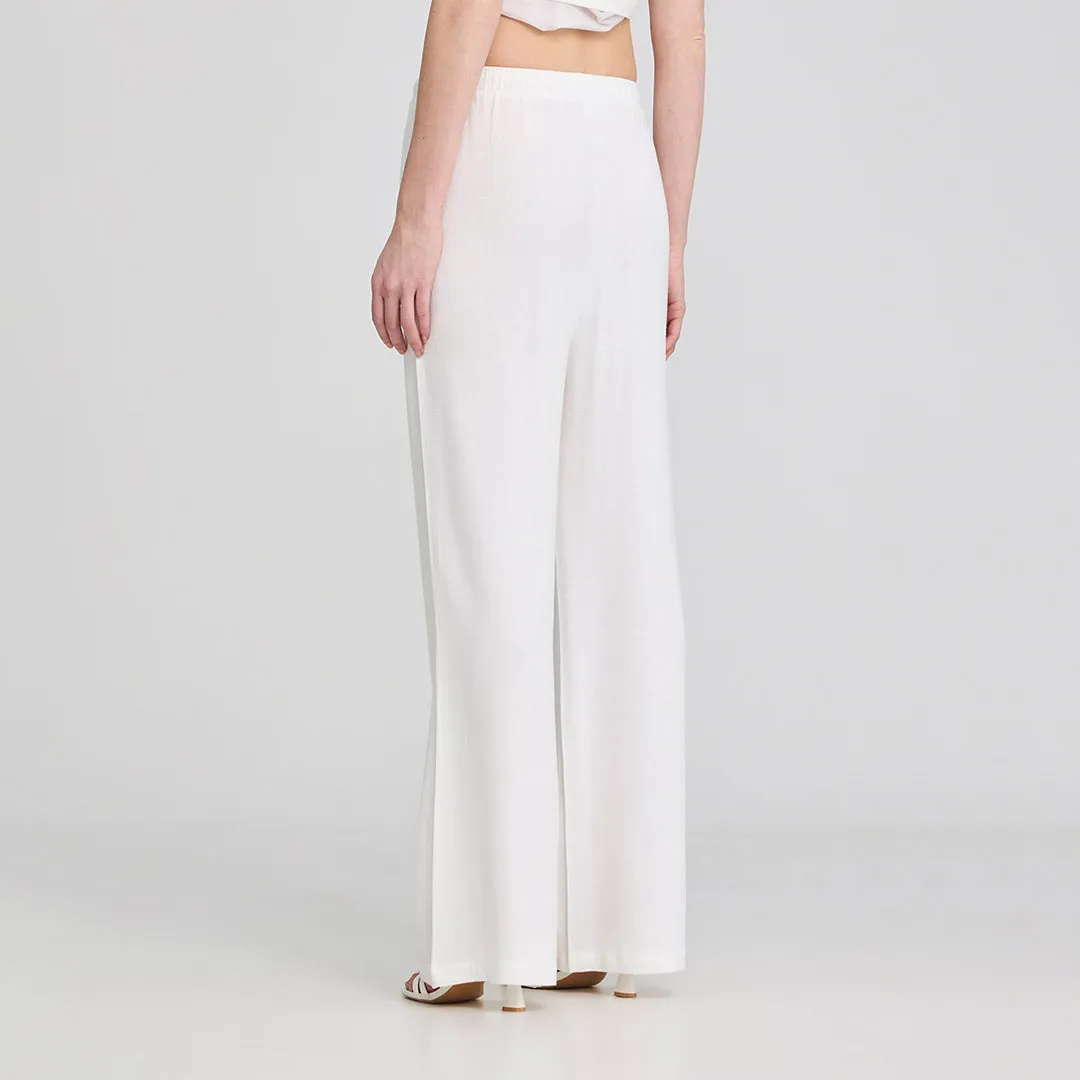 Drawstring Waist Wide Leg Trousers