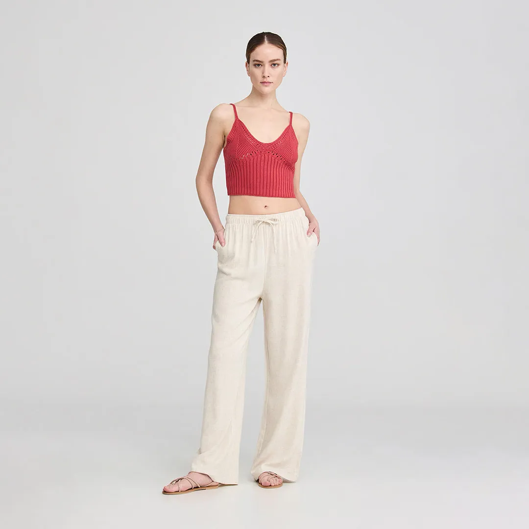 Drawstring Waist Wide Leg Trousers