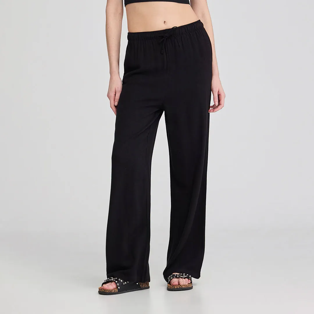 Drawstring Waist Wide Leg Trousers