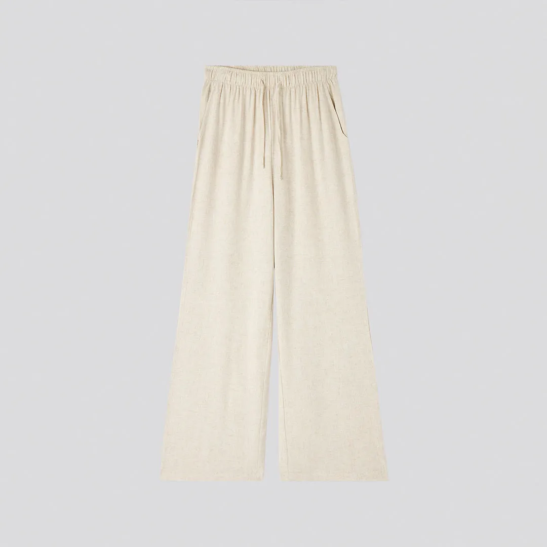 Drawstring Waist Wide Leg Trousers