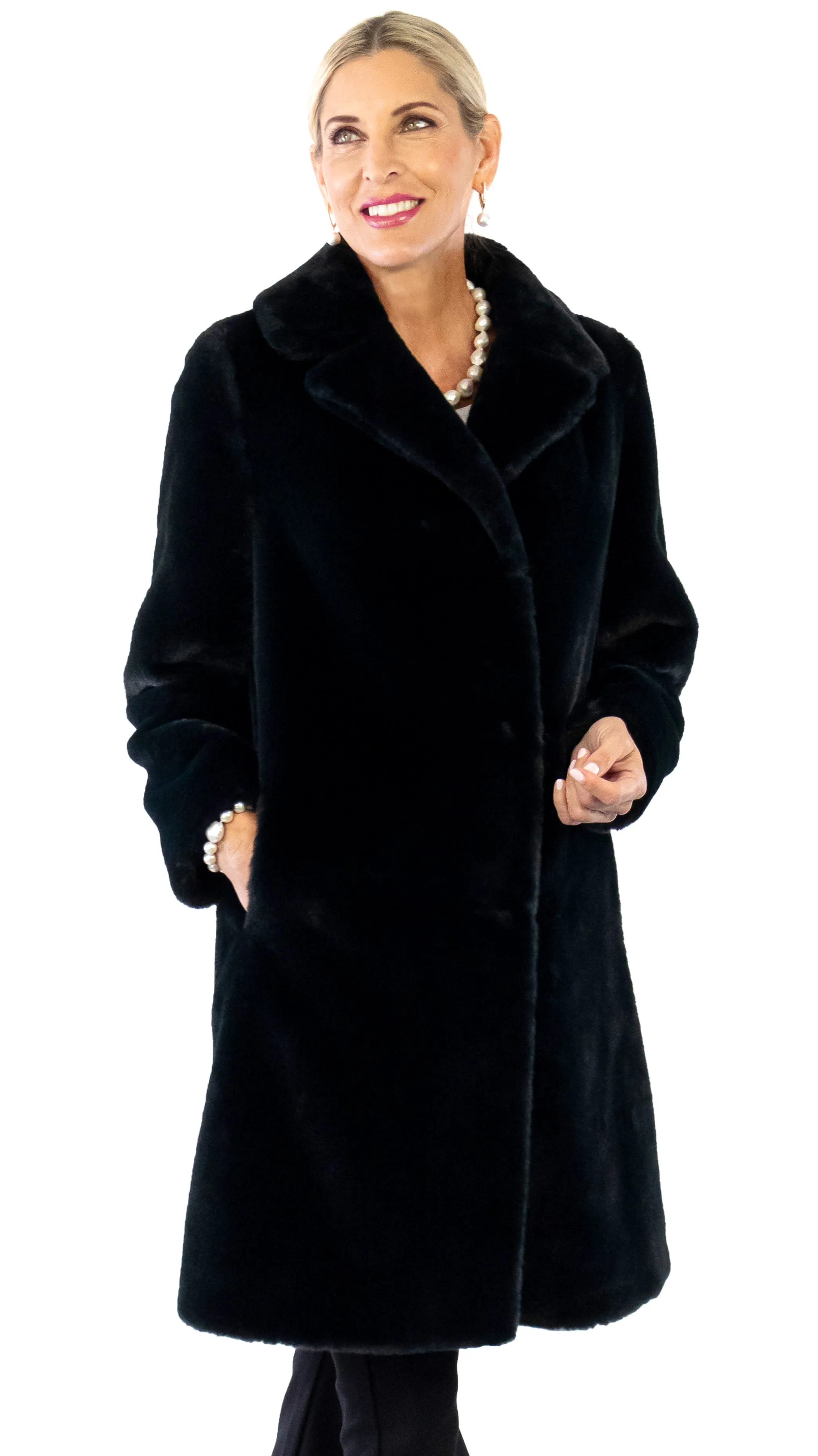 Faux Fur Trench - Black