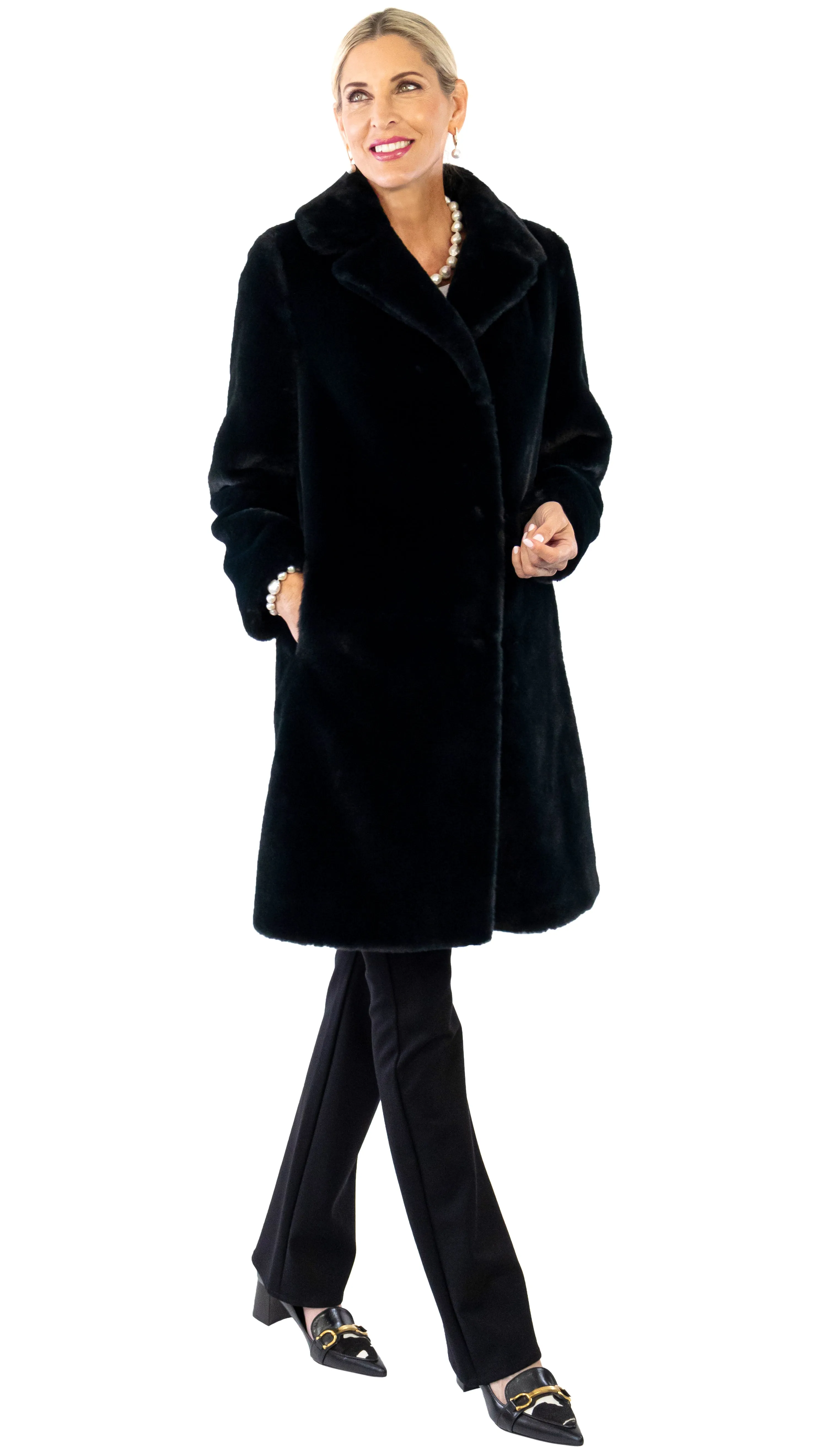 Faux Fur Trench - Black