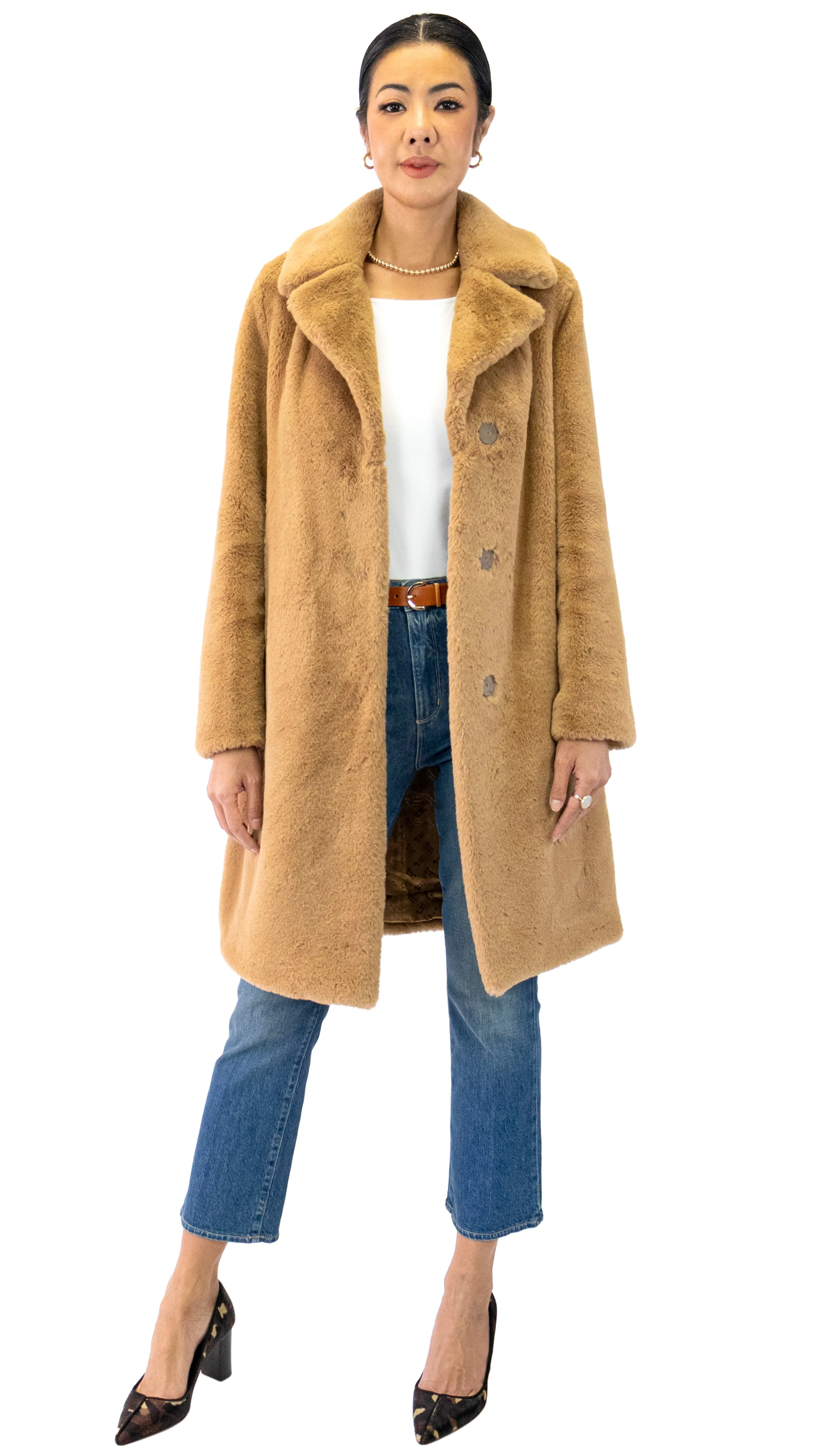 Faux Fur Trench - Camel