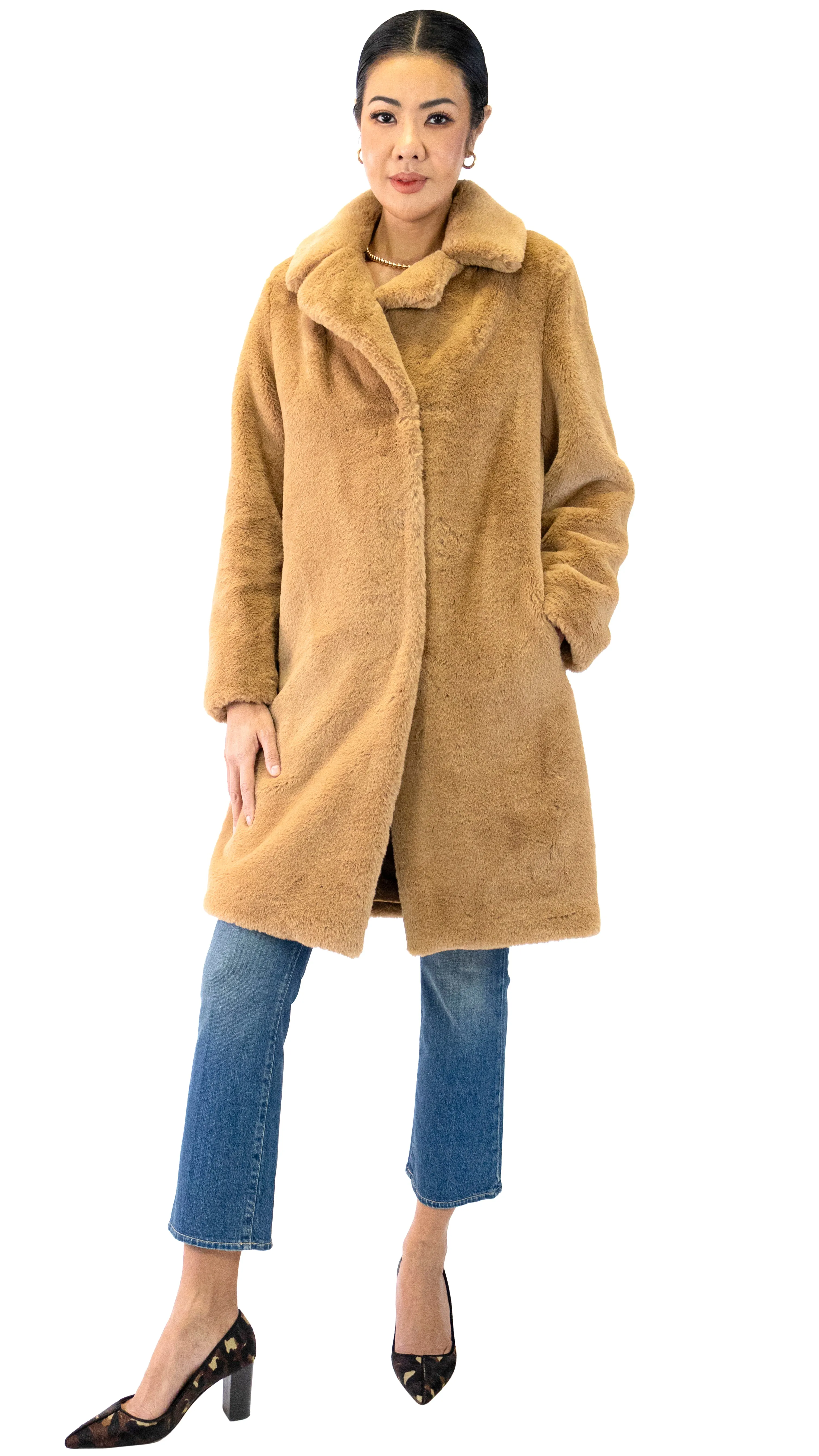 Faux Fur Trench - Camel