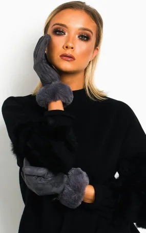 Faux Suede Fluffy Gloves