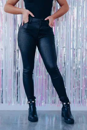 Fiona Faux Leather Skinny Pants - Black