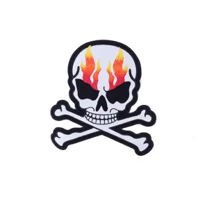 Flaming Skull and Crossbones Large Motorcycle Vest Patch 8" x 7" …