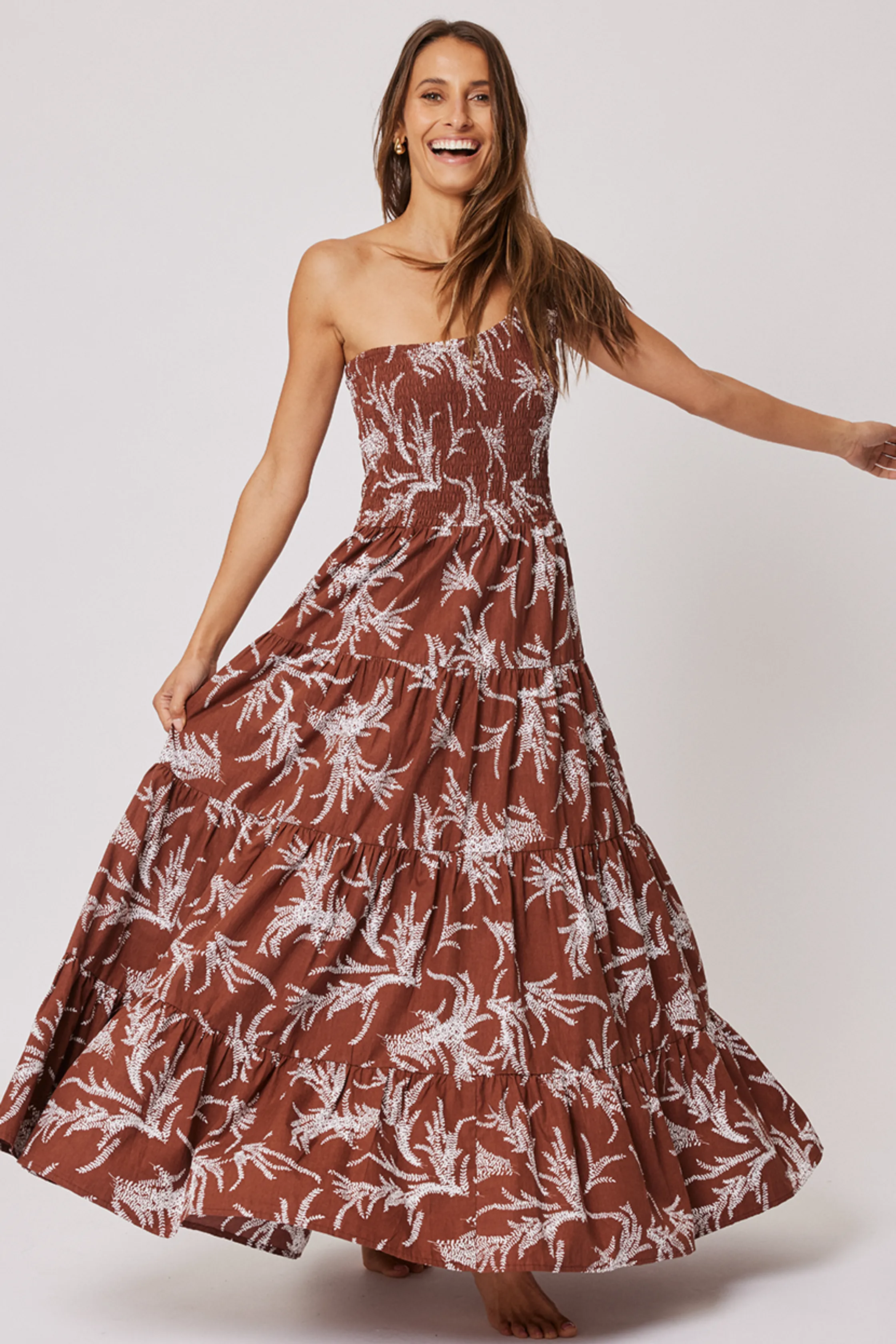 FLEUR MAXI DRESS - Cocoa Leaf