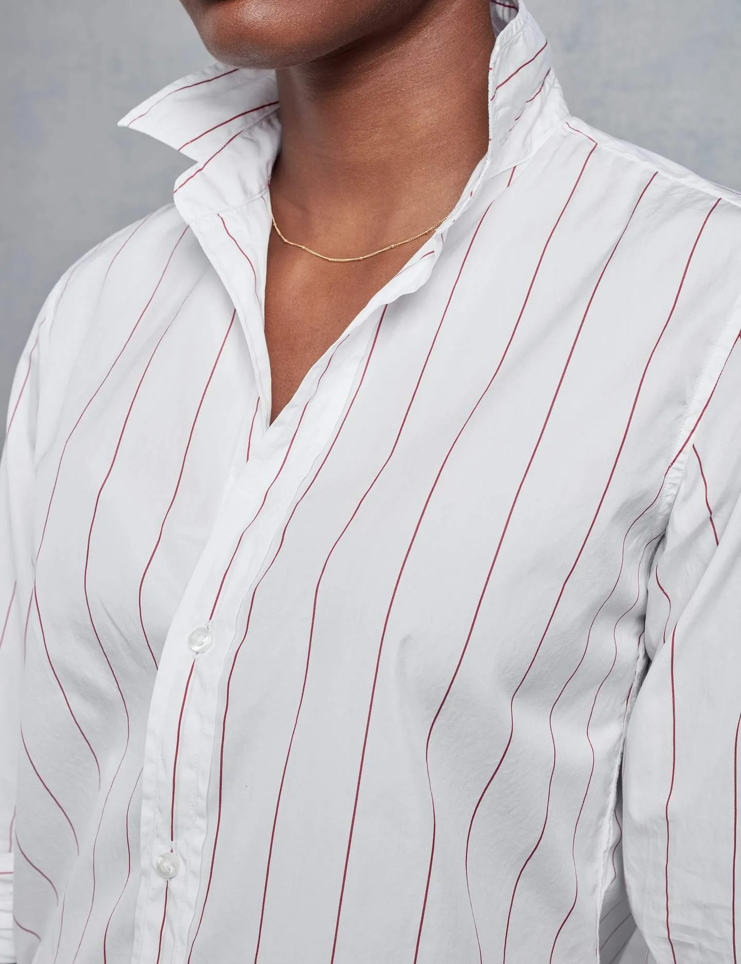 Frank & Eileen - Women's Button Down in White with Thin Red Stripe