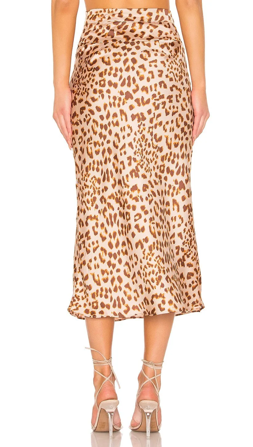 Free People Normani Bias Midi Skirt Leopard Print