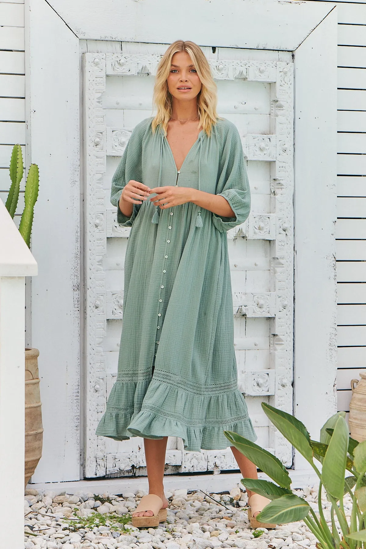 Genevive Midi Dress - Sage/Mint