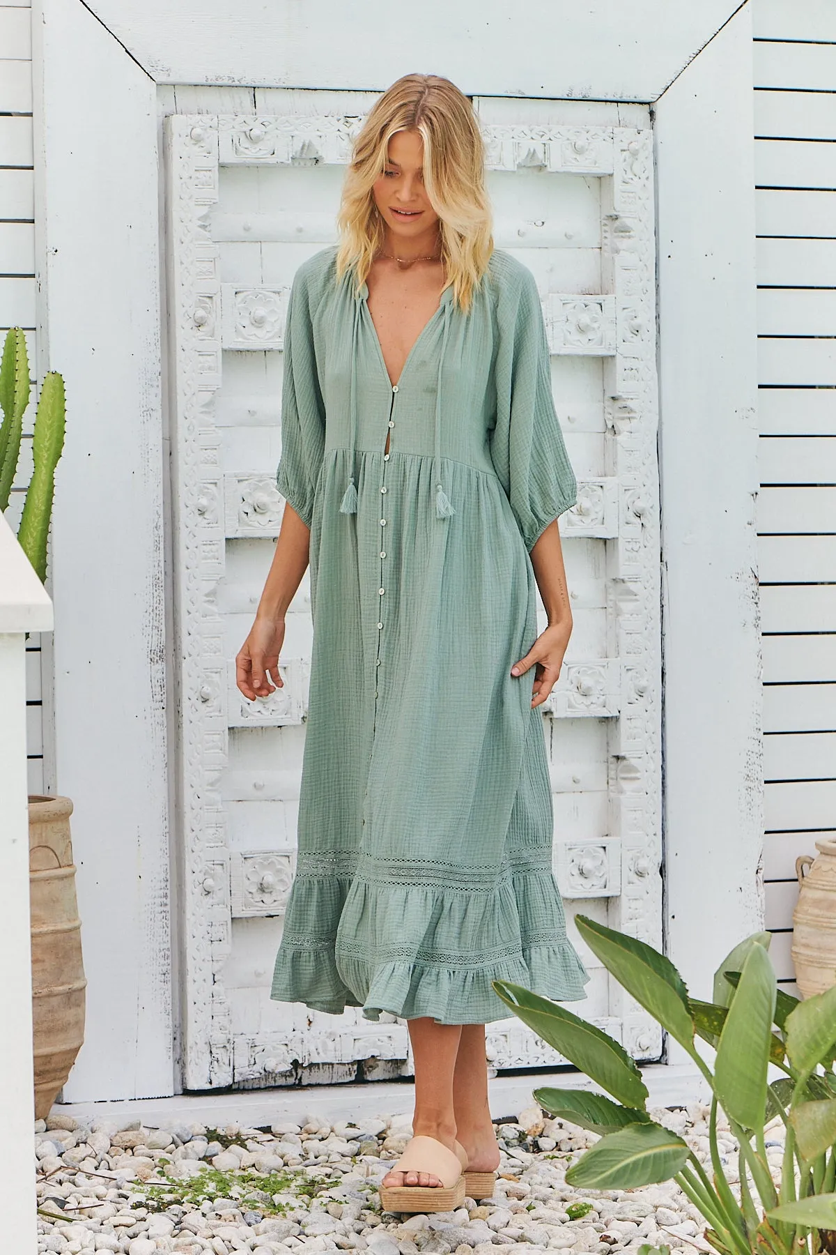 Genevive Midi Dress - Sage/Mint