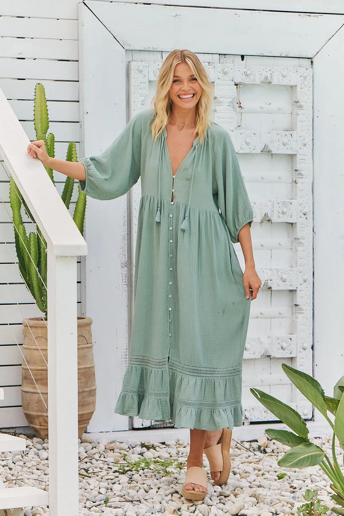 Genevive Midi Dress - Sage/Mint