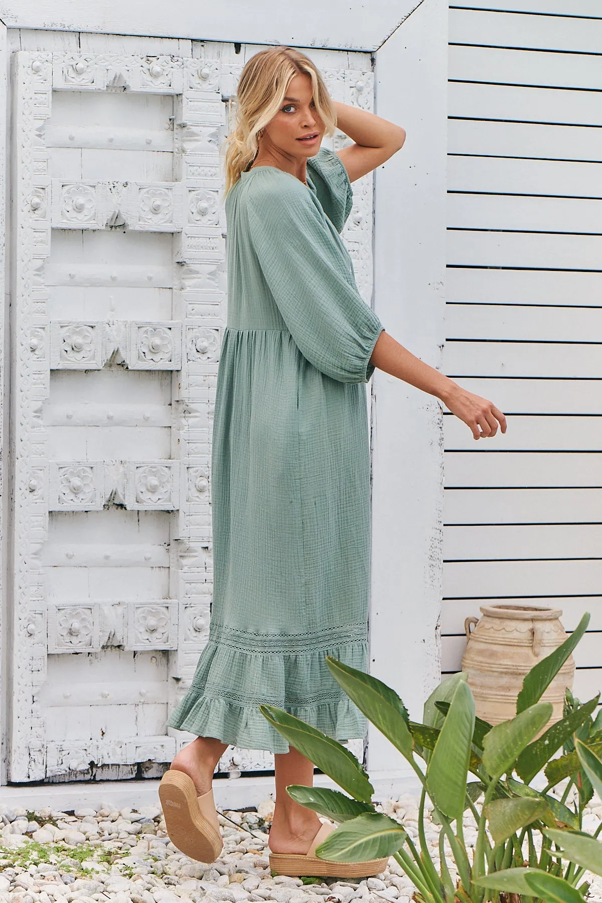 Genevive Midi Dress - Sage/Mint