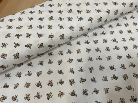 Glitter Bees on White Cotton Jersey