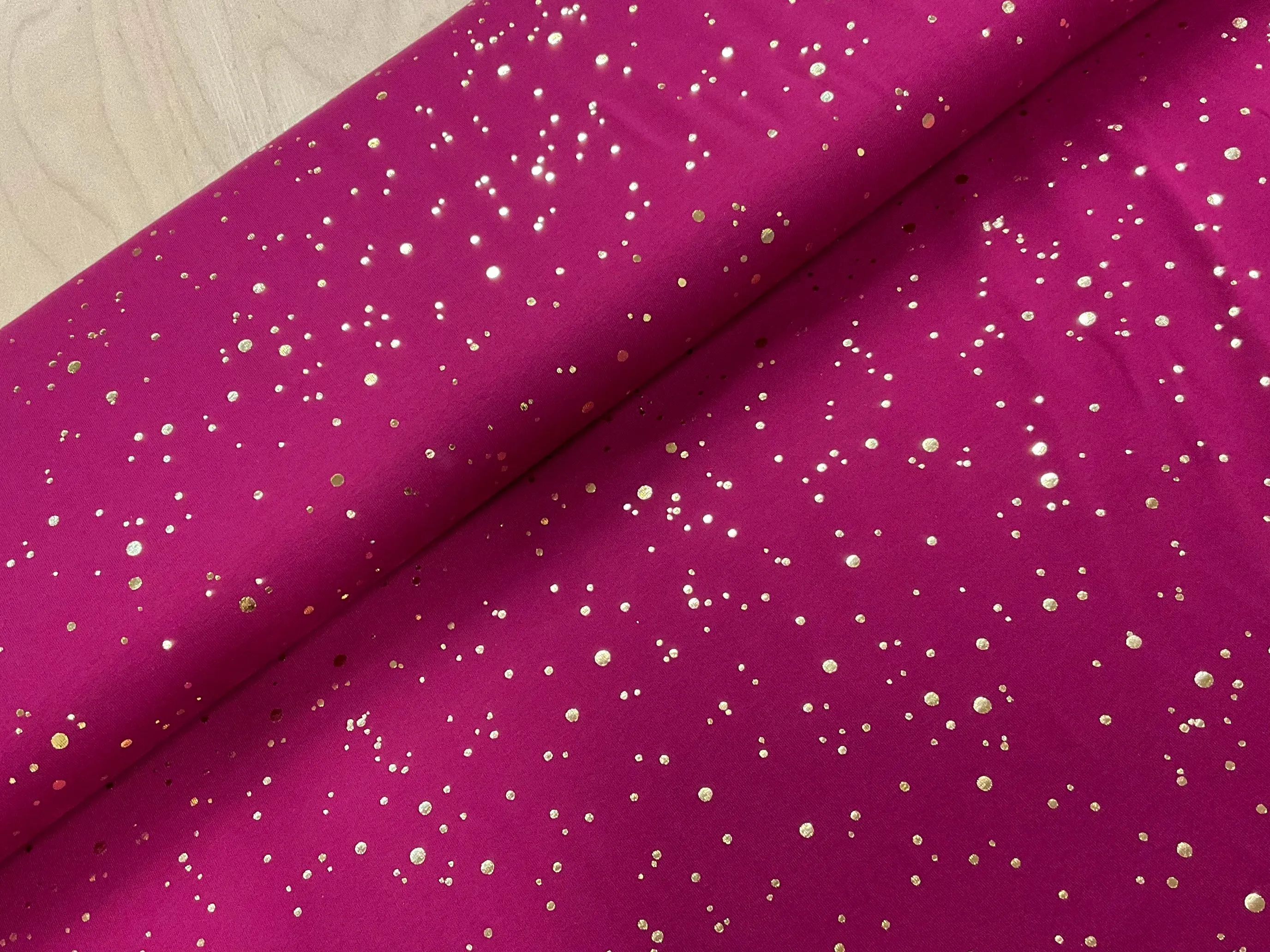 Gold Foil Spot Cotton Jersey Fabric