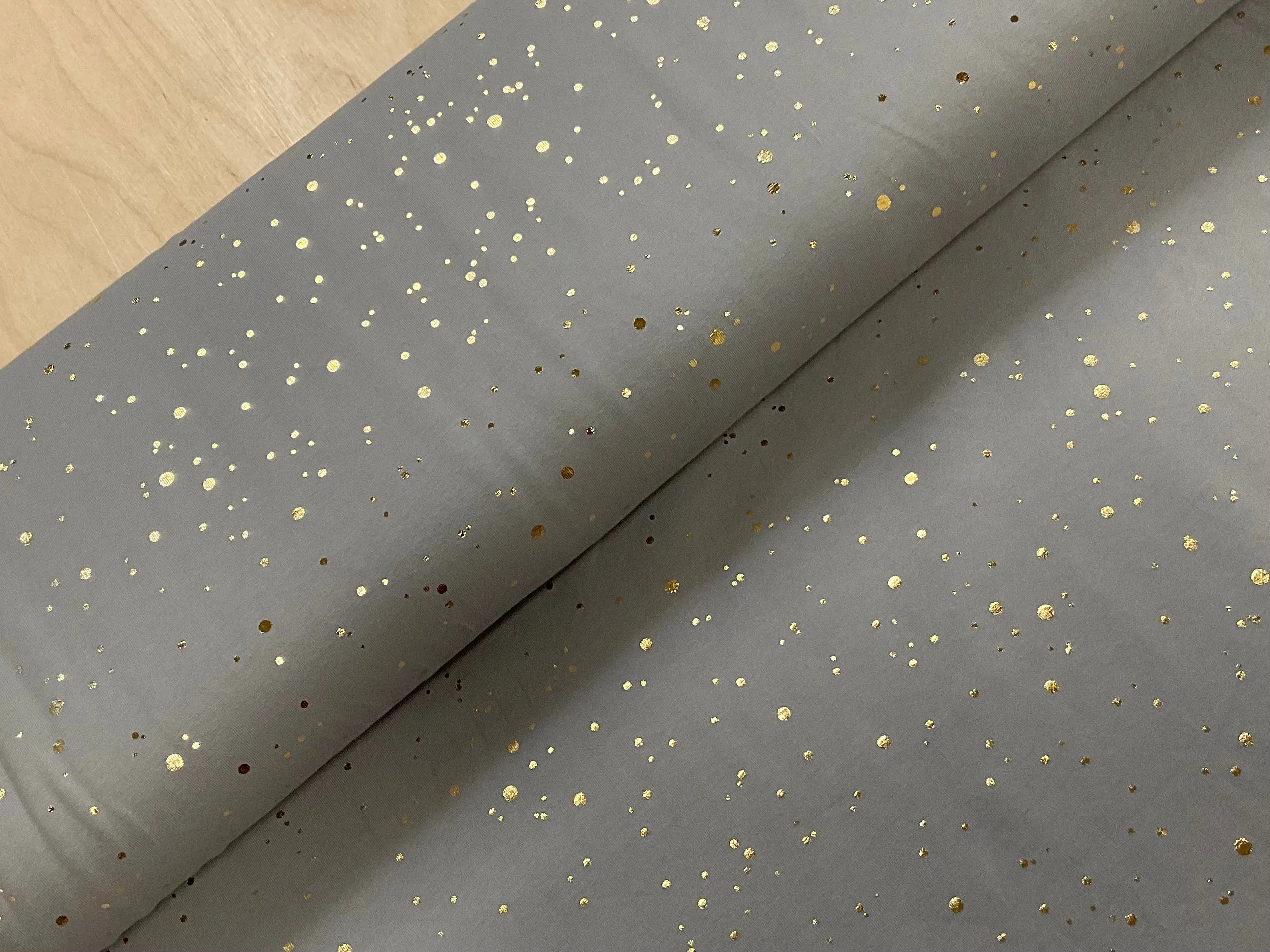 Gold Foil Spot Cotton Jersey Fabric