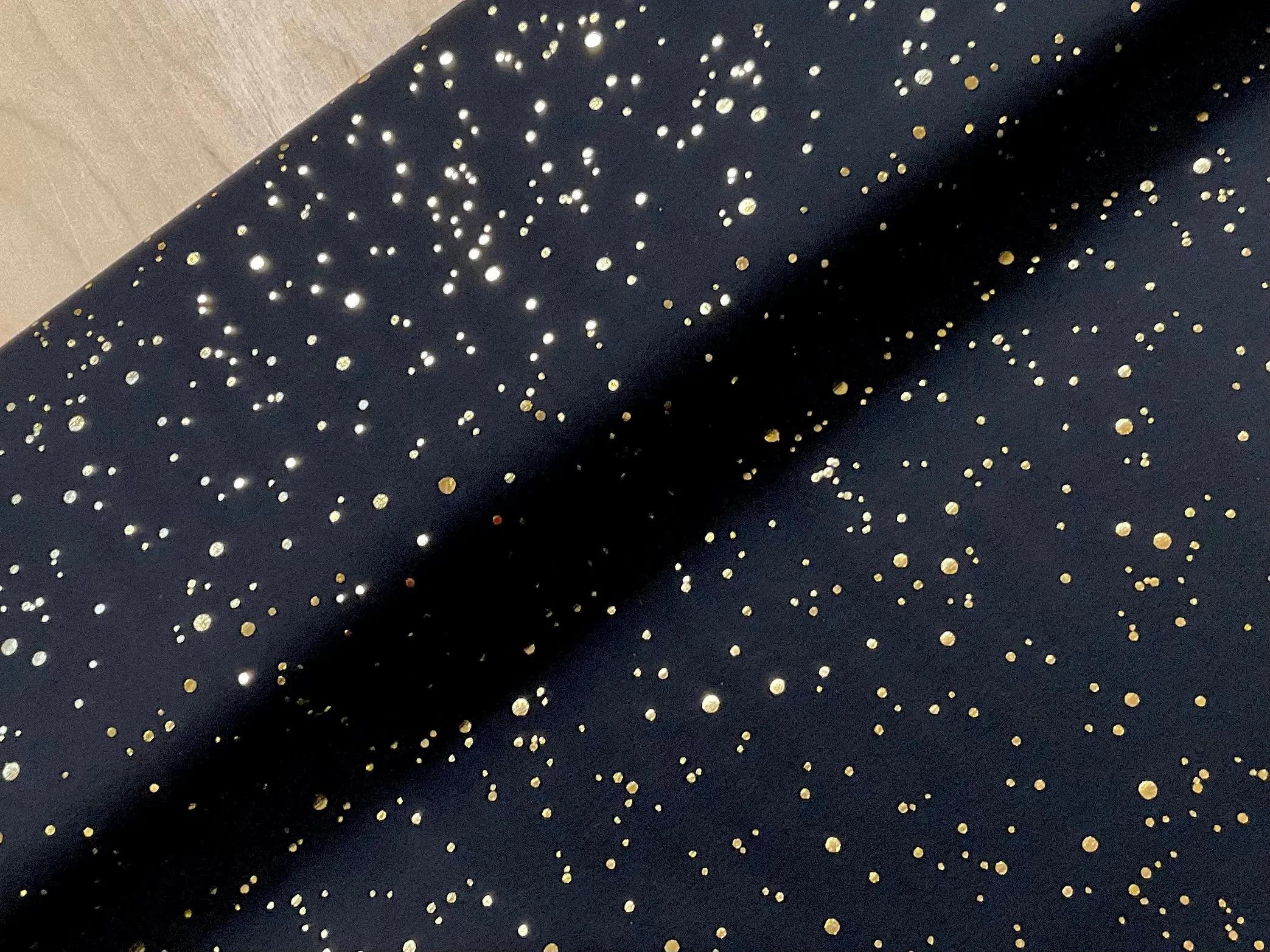 Gold Foil Spot Cotton Jersey Fabric