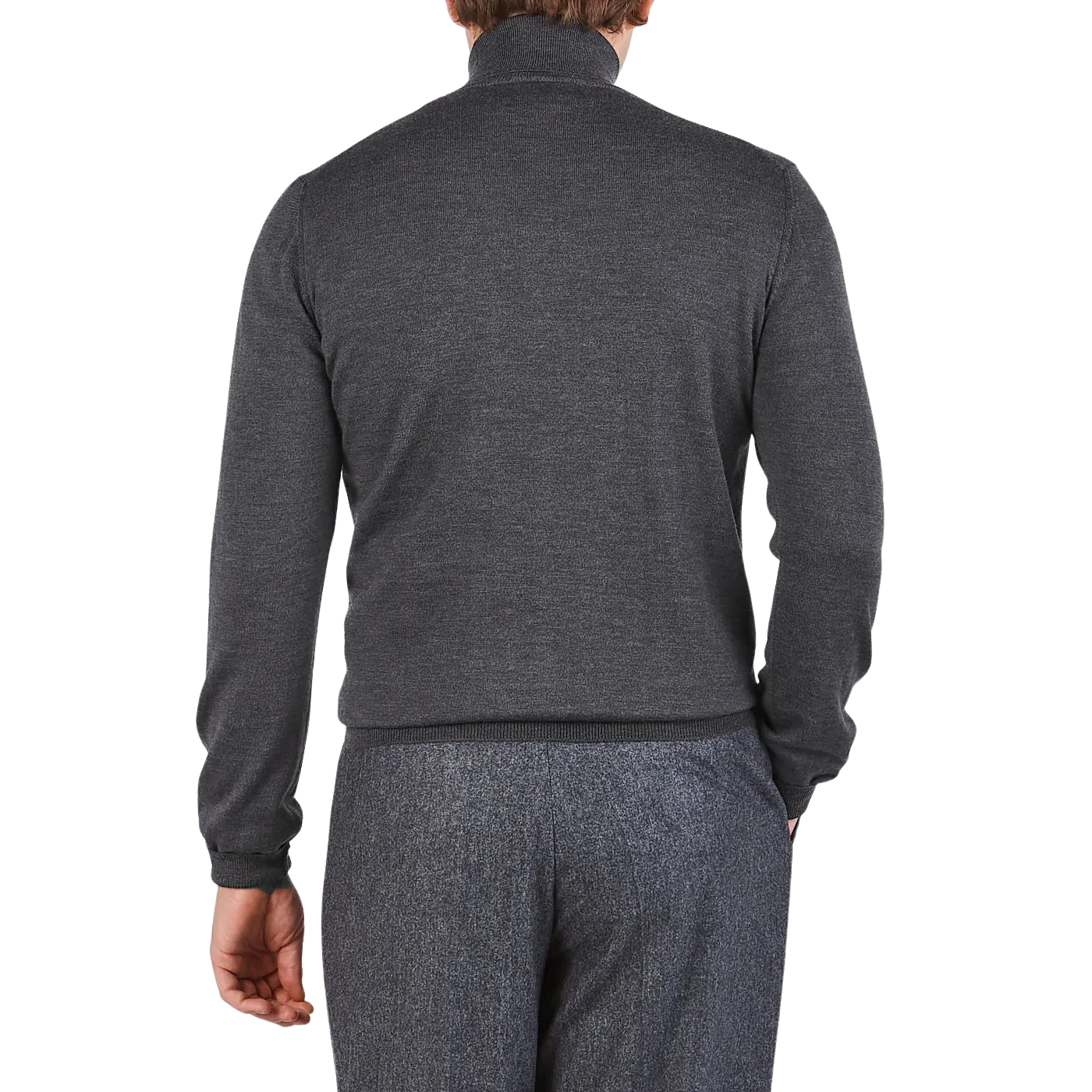 Grey Extra Fine Merino Roll Neck