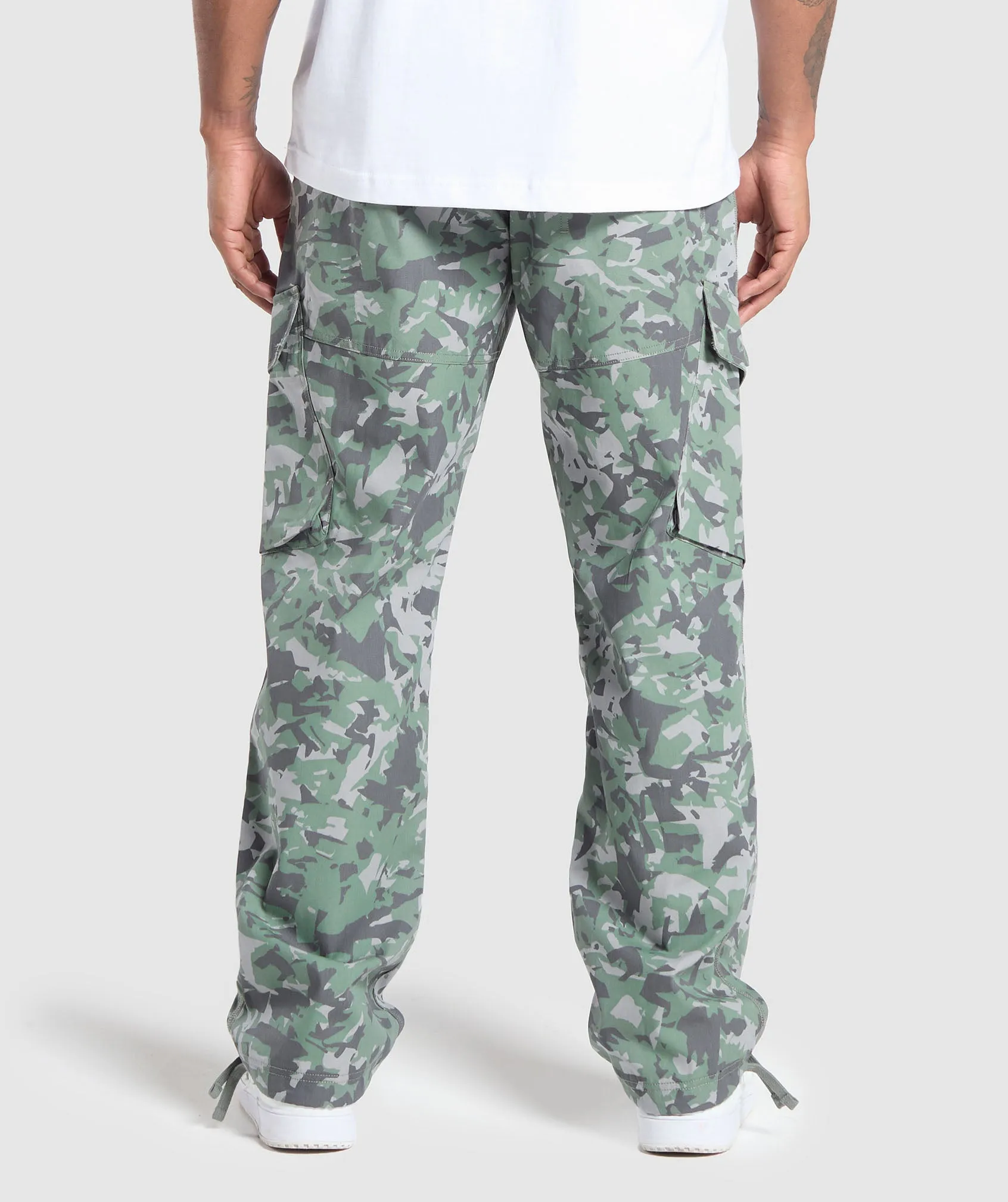 Gymshark Camo Print Woven Cargo Pants - Unit Green