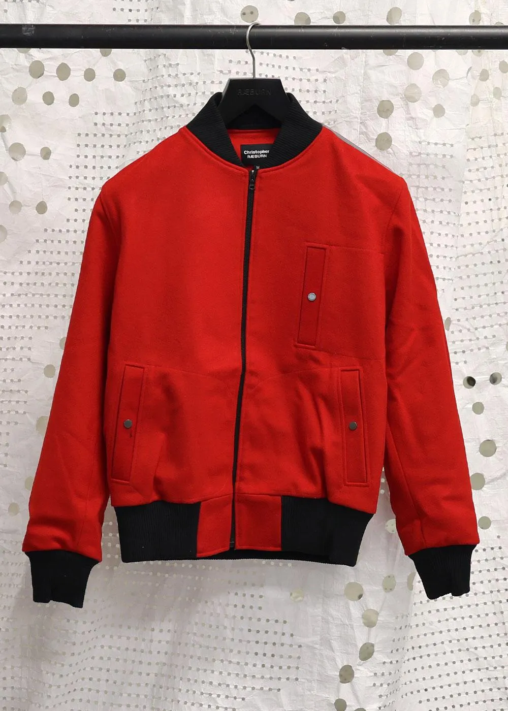 Hainsworth Wool Bomber Jacket. Red