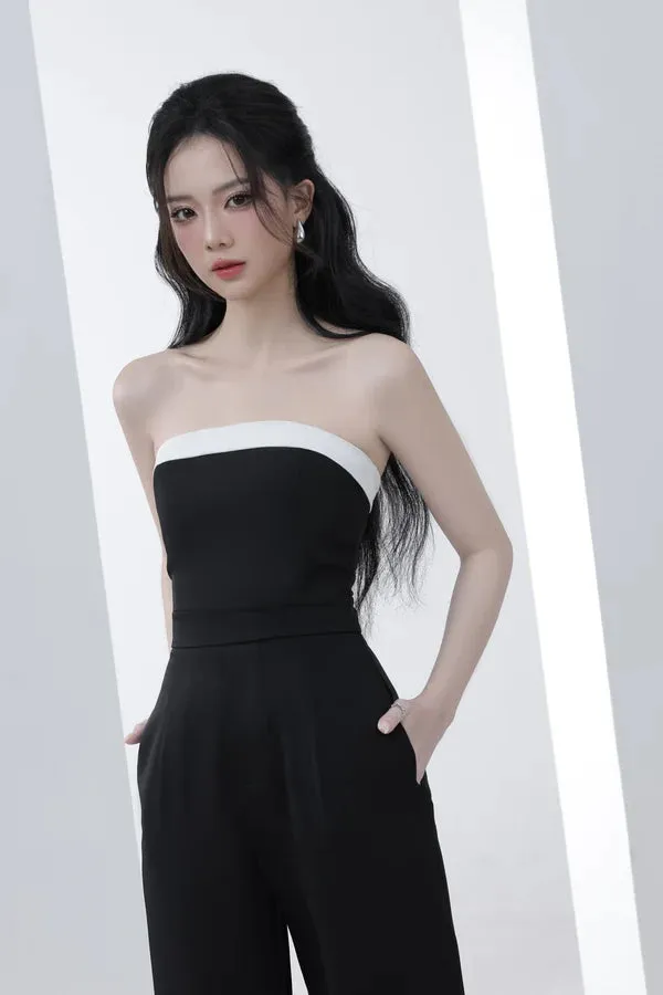 Hazelle Monochrome Jumpsuit - Black