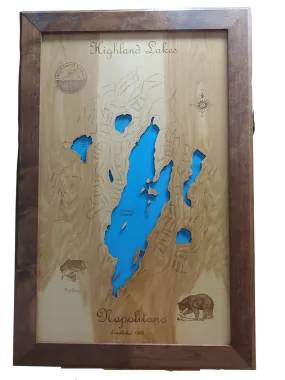 Highland Lakes, NJ - Laser Cut Wood Map