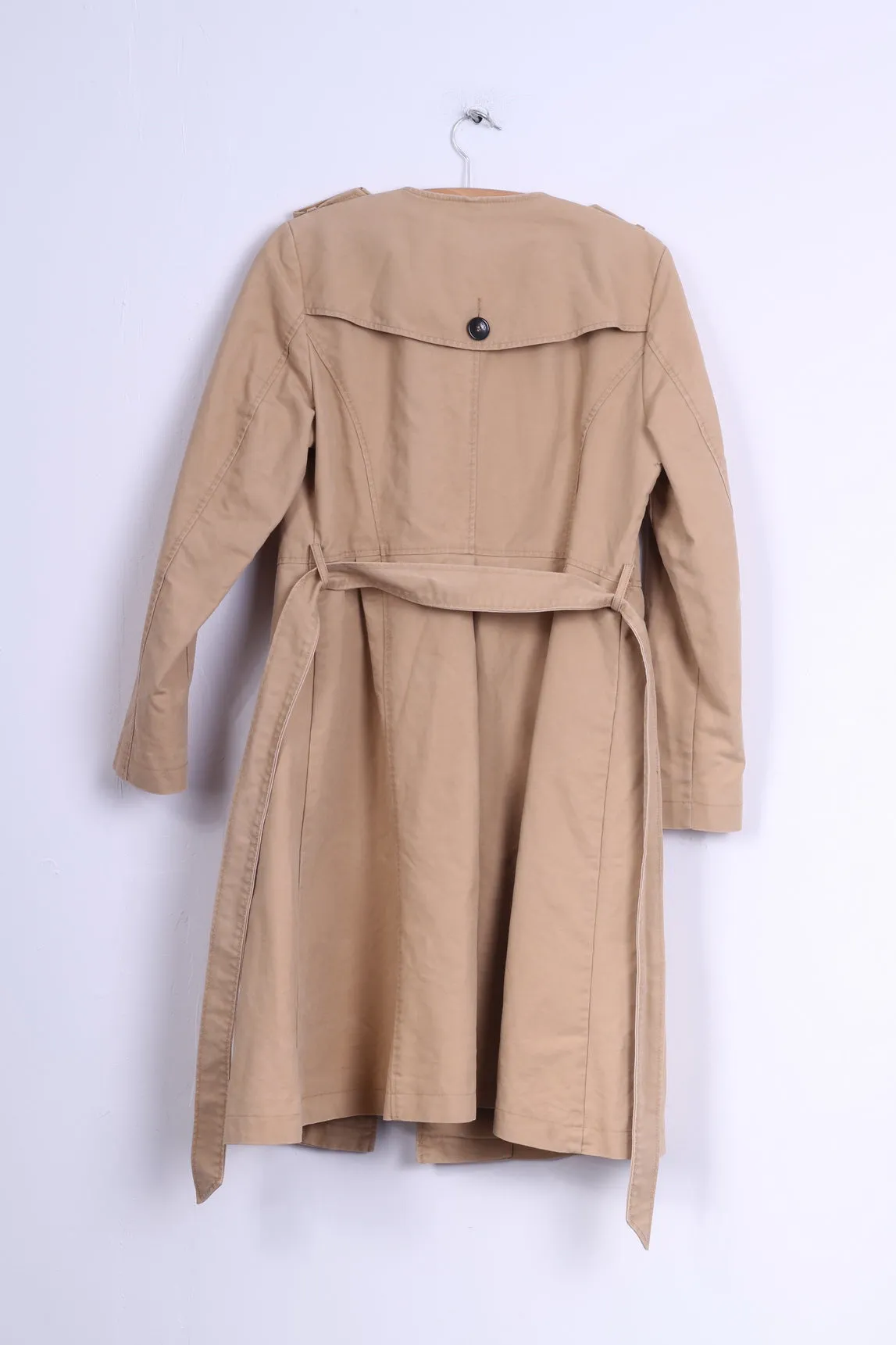 Holly White by Lindex Womens 42 M Trench Coat Beige Cotton Belted Classic Mac