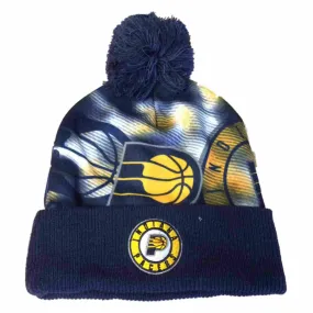 Indiana Pacers Adidas Navy Gradient Pattern Cuffed Beanie Hat Cap with Poof