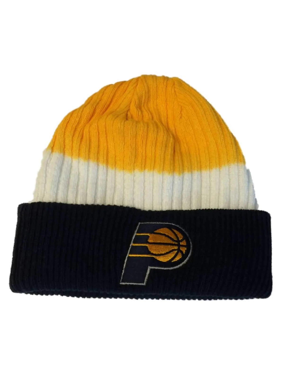 Indiana Pacers Adidas Yellow and White Gradient with Navy Cuff Beanie Hat Cap