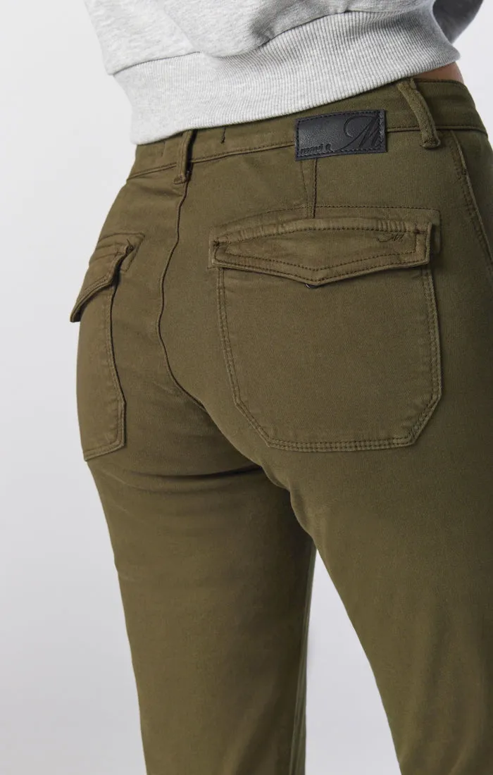 IVY SLIM CARGO PANTS IN DARK JADE TWILL